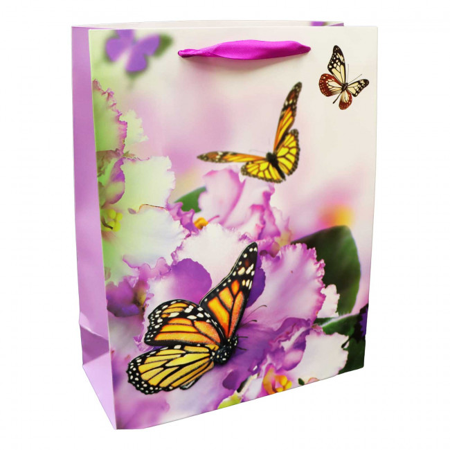 detail Dárková taška Motýli s květinkami 32*11cm