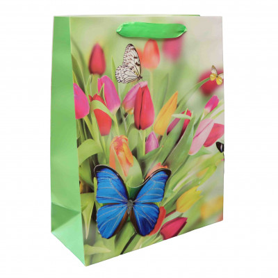 Dárková taška Tulipany s Motýli 25x32x11cm