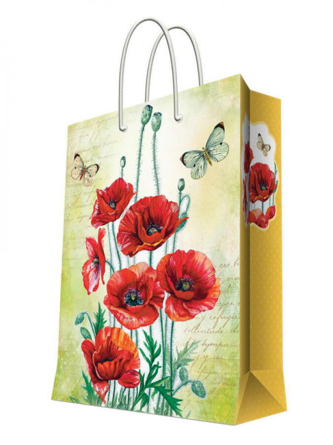 detail Dárková taška 44*32cm Květiny s Motylem