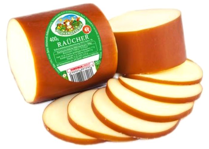 detail Uzený klobásový sýr 400g Rodnaja derevnja