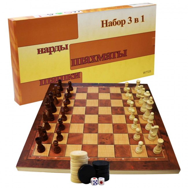 detail Nardy, šachy, šachmaty 3v1 44*22cm