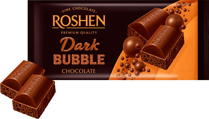 detail Bublinková hořká čokoláda Roshen 80g