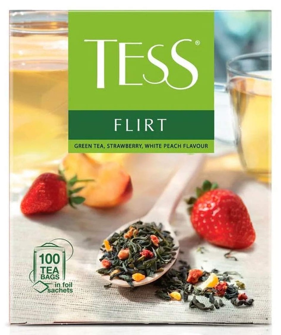 Zelený čaj Jahoda a broskev 100x1,5 Tess Flirt