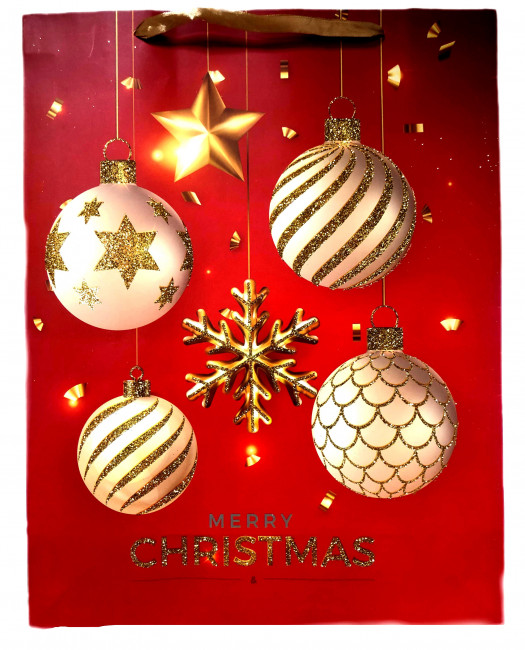 Dárková vánoční taška 22x31cm Zlatá a červená