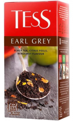 Čierny čaj Tess Earl Gray, aromatizovaný, 25 x 1,6g